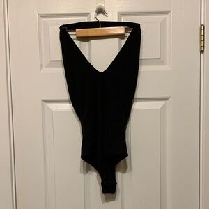 SHEIN Black Halter Strap V Neck Bodysuit Top Size Extra Small